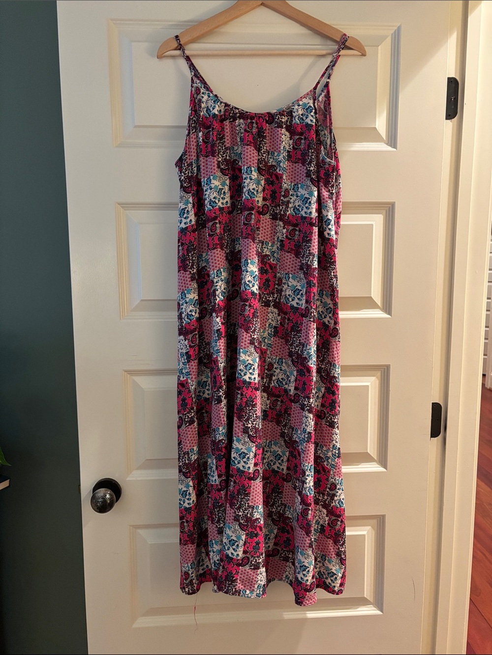 Natural Life Sleeveless Pink Floral Patchwork Maxi Dress